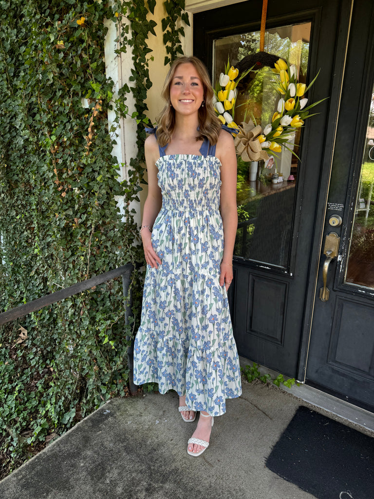 Blue Blossom Bow Dress