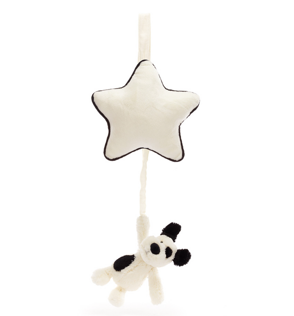 Bashful Black & Cream Puppy Musical Pull