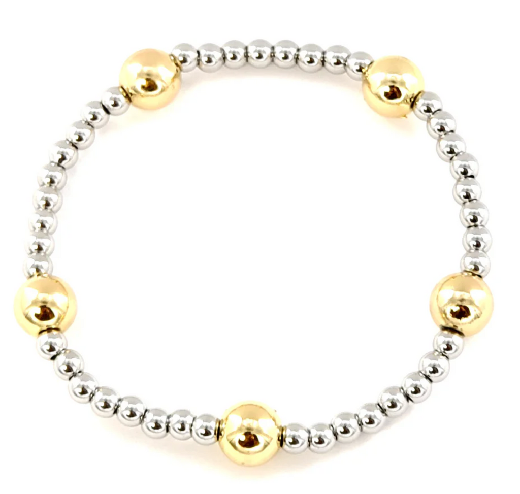 waterproof silver and gold beaded bracelet