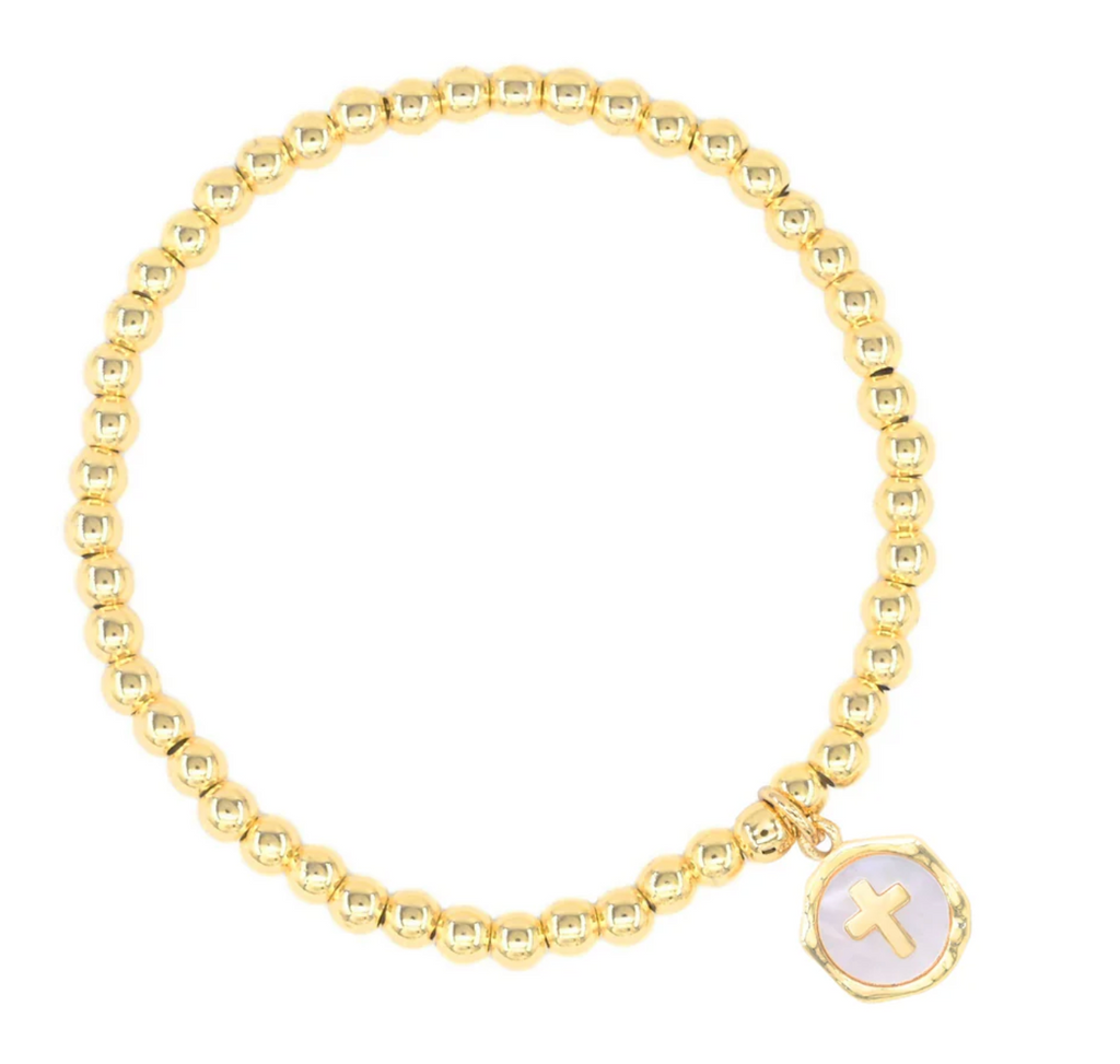 waterproof gold and mother of pearl charm bracelet
