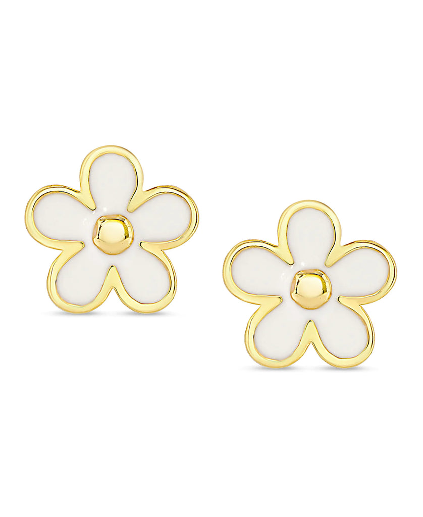 White Flower Stud Earrings