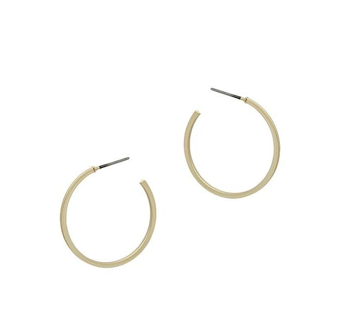 Small Sat-thin Hoop - Gold