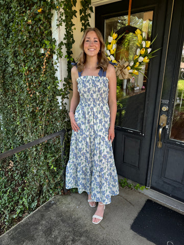 Blue Blossom Bow Dress
