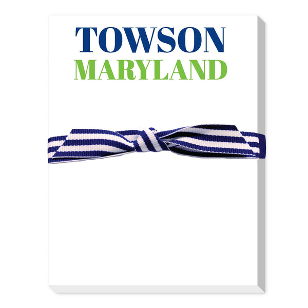 CITY AND STATE MINI NOTEPAD: NAVY/GREEN