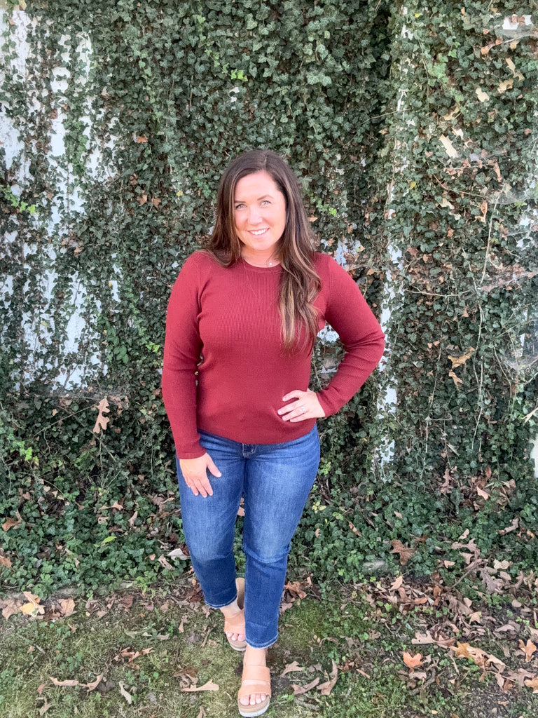 Everyday Rib Sweater - Burgandy
