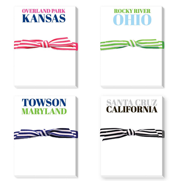 CITY AND STATE MINI NOTEPAD: NAVY/GREEN