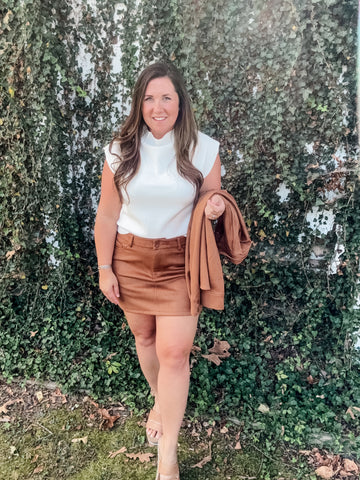 Missy Zip Up Mini Skirt - Cognac