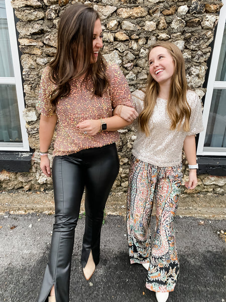 Serenity Vegan Leather Front Slit Flare