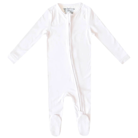 Copper Pearl Zip Up Footie - Dove