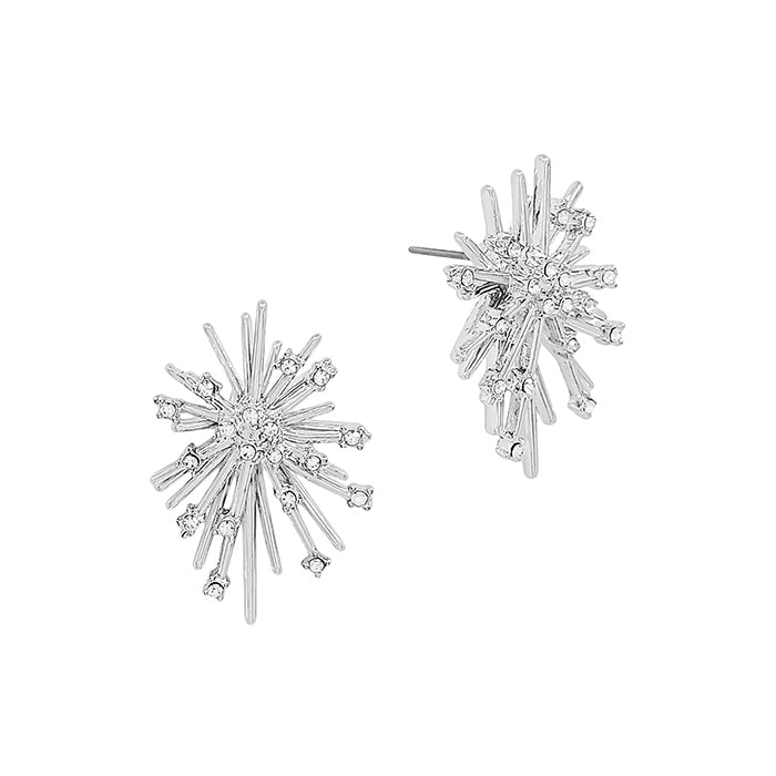 Silver Rhinestone Burst Stud