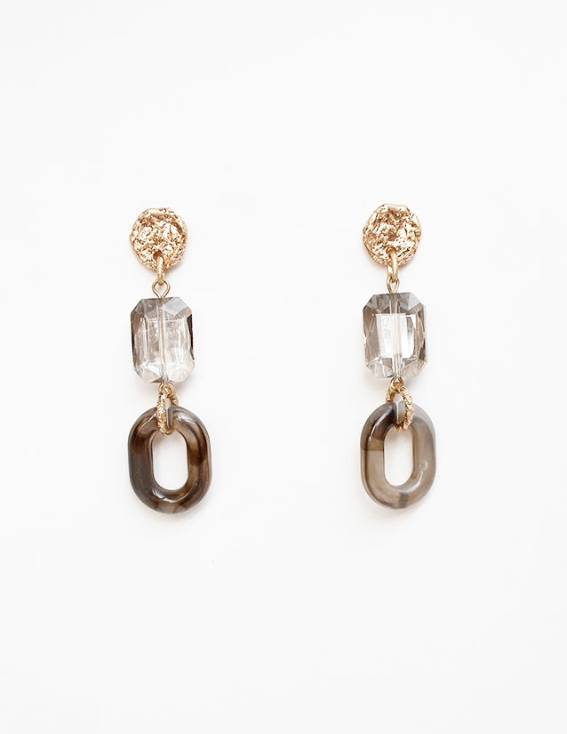 gold and grey open link earring