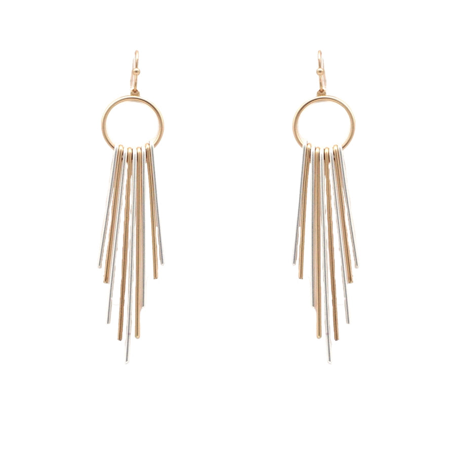Gold & Silver Layered Bar Earring