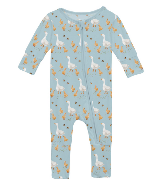 Print Convertible Zip Sleeper - Spring Sky Feeding Ducks