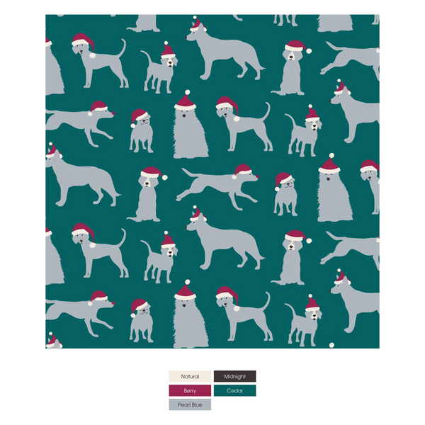 Print 2 Way Zip Footie - Cedar Santa Dogs