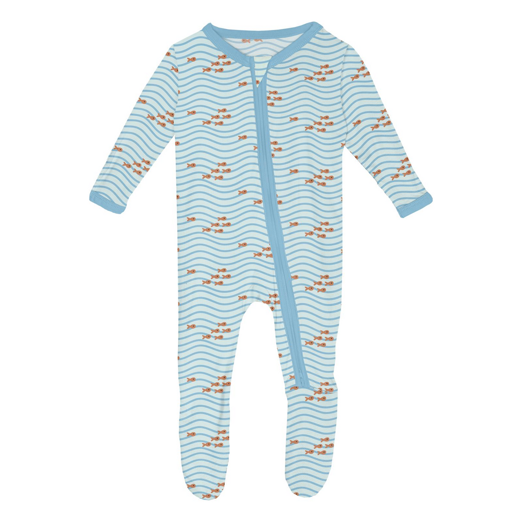 Print Footie with 2 Way Zipper - Fresh Air Little Fishy