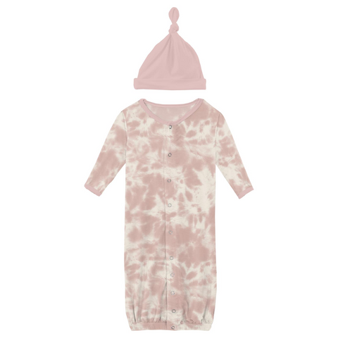 Print Converter Gown & Hat Set - Baby Rose Tie Dye