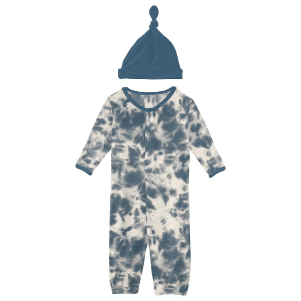 Print Converter Gown & Hat Set - Deep Sea Tie Dye