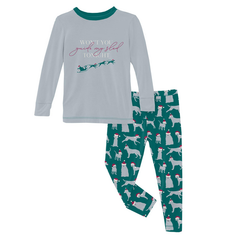 Long Sleeve Graphic PJ Set - Cedar Santa Dogs