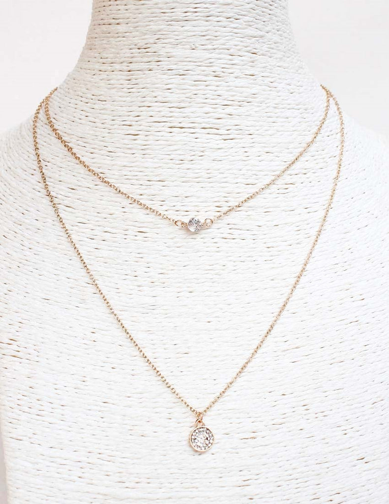 Gold Dainty Crystal & Pave Layered Necklace