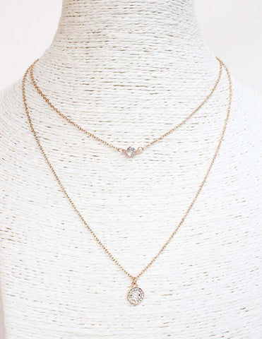 Gold Dainty Crystal & Pave Layered Necklace
