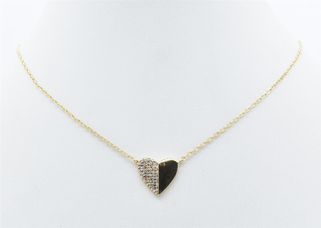Gold Rhinestone Heart Necklace