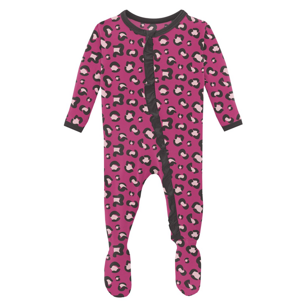 Print 2-Way Zip Ruffle Footie - Calypso Cheetah Print - Weekley