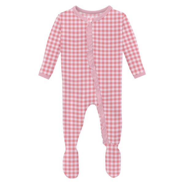 2 Way Print Zip Ruffle Footie - Cake Pop Gingham