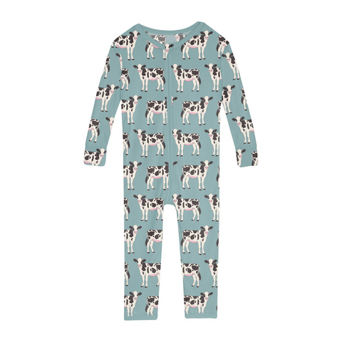 2 Way Print Zip Convertible Sleeper - Jade Cows