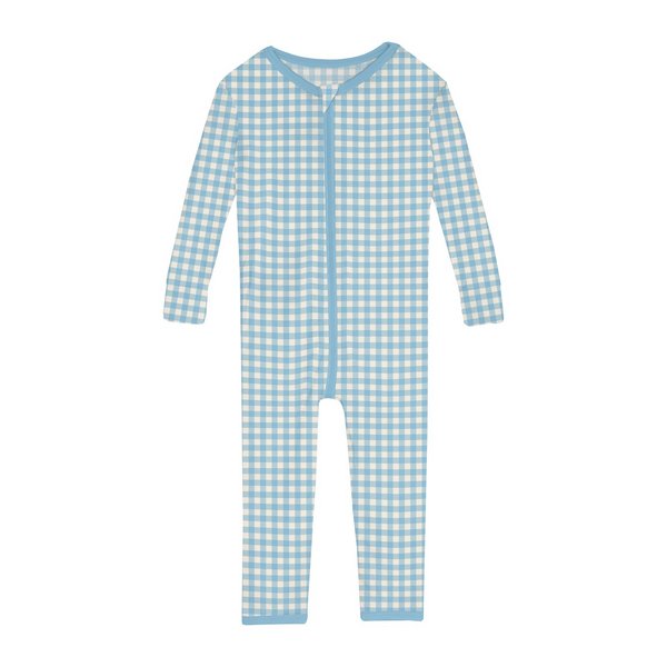 2 Way Print Zip Convertible Sleeper - Seaside Blue Gingham