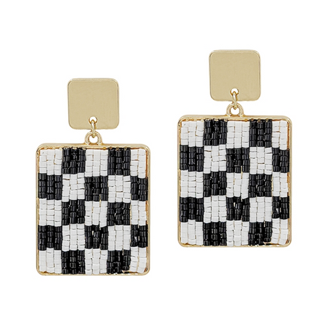 Black & White Seed Bead Earring