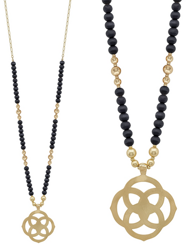 Black Wooden Bead Necklace