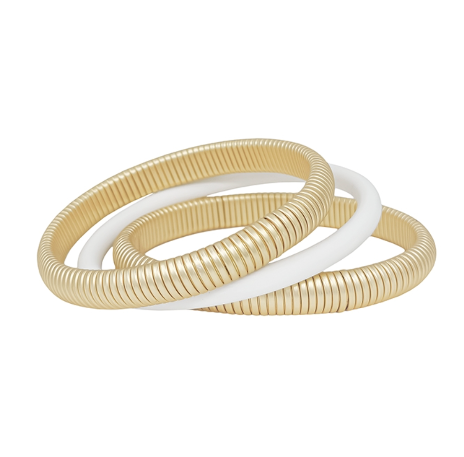 matte gold ribbed bracelet set