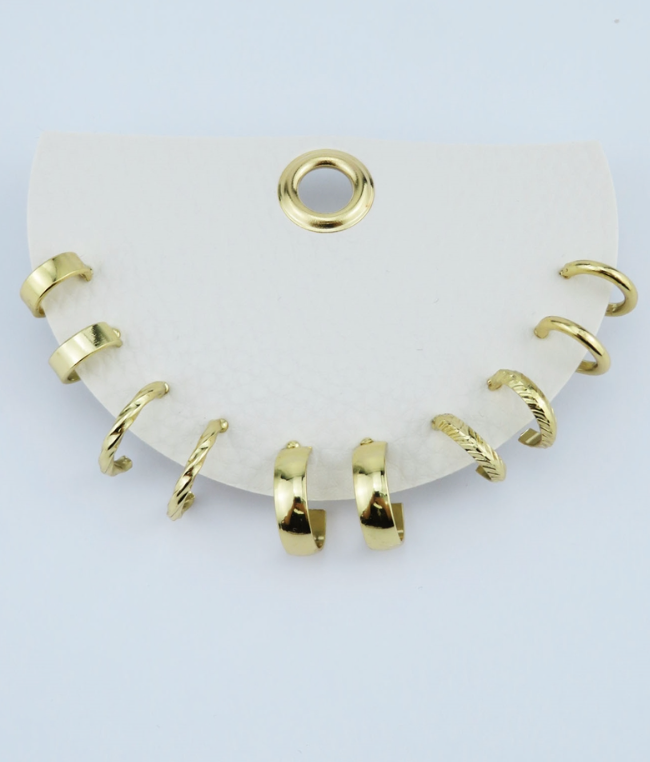 gold huggie hoop earring set
