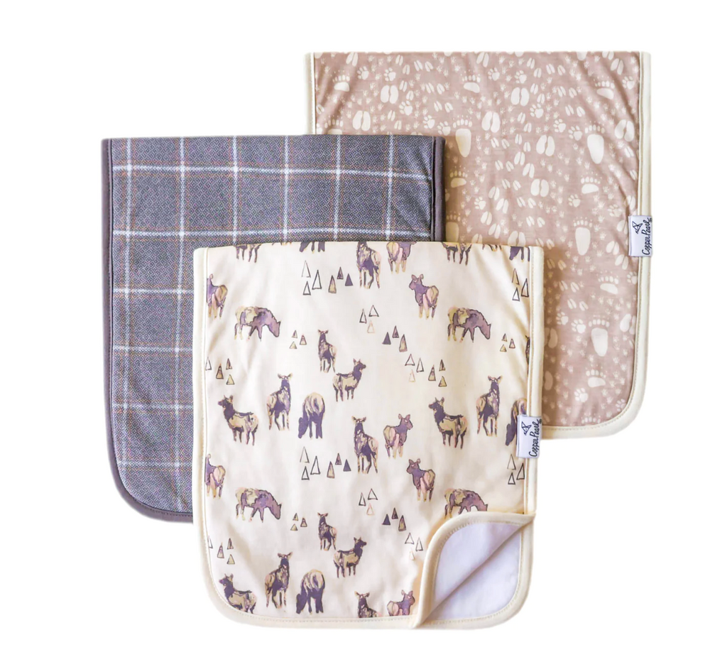 Copper Pearl Burp Cloth Set - Timber - Holder