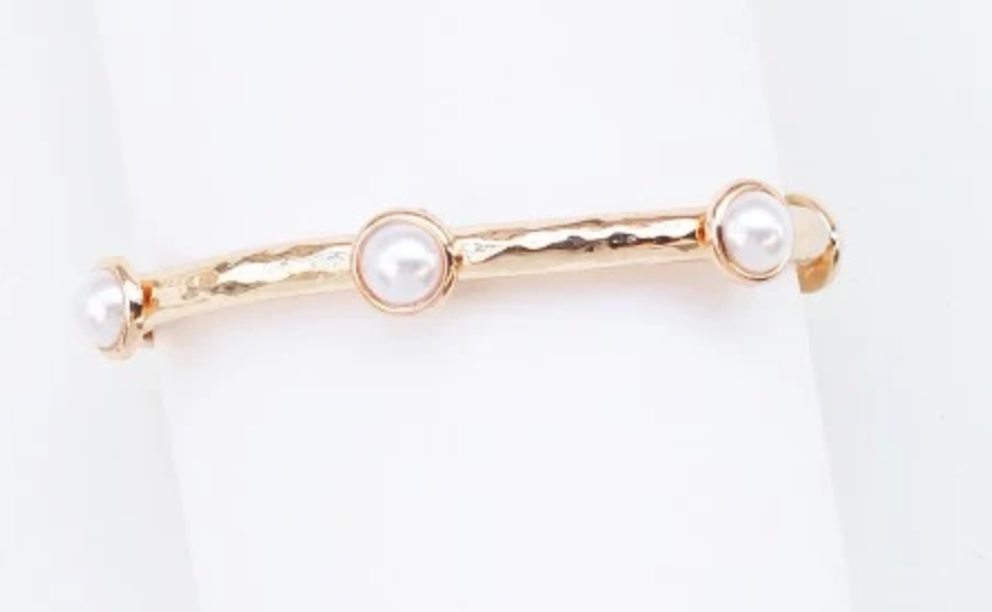 gold pearl bangle bracelet