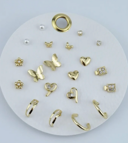 set of 10 gold studs