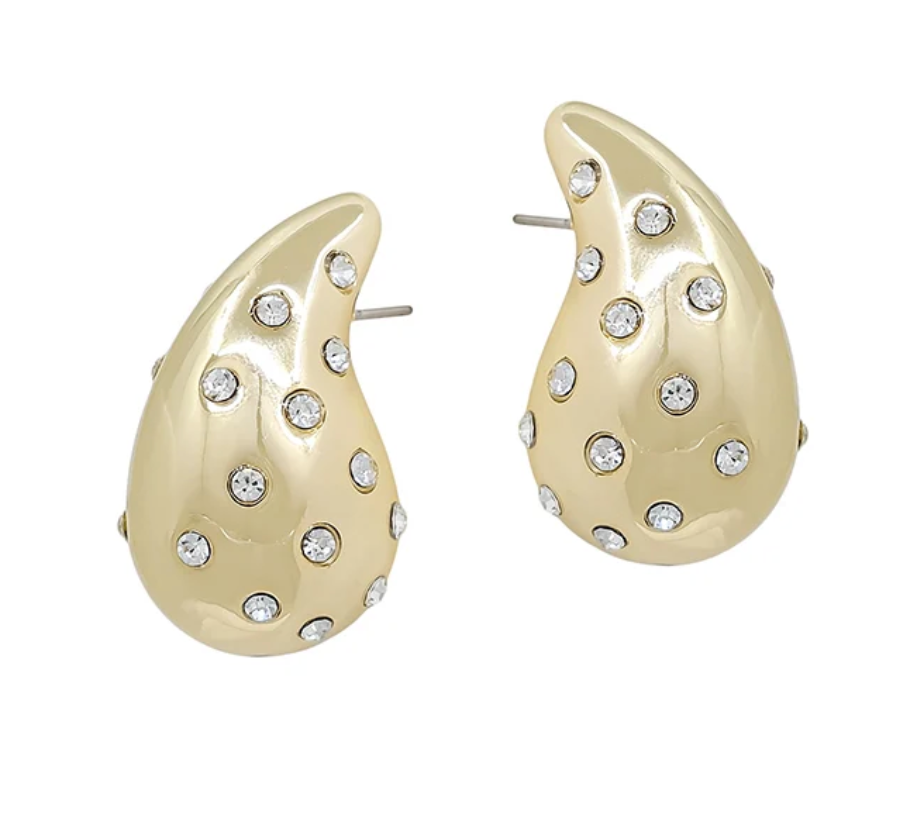 gold & rhinestone teardrop stud