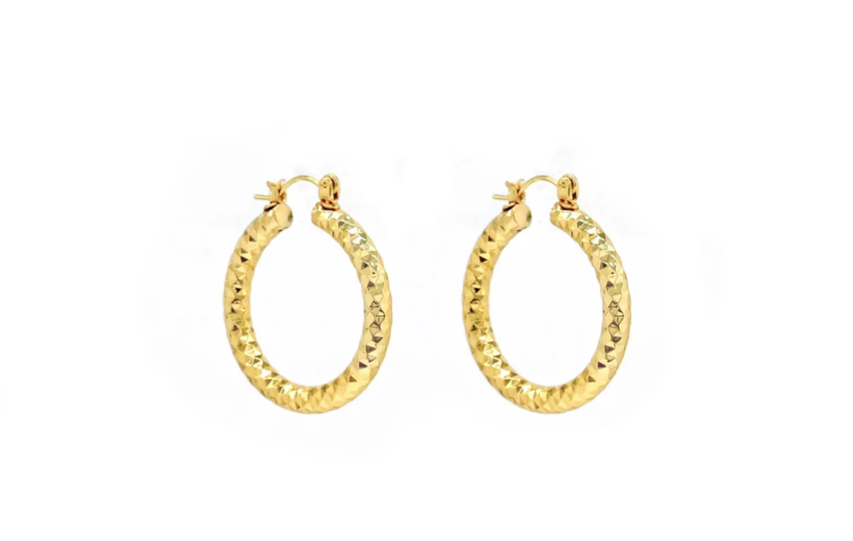 gold textured lightweight hoop earring