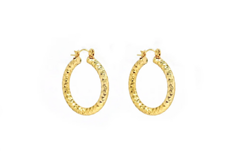 gold textured lightweight hoop earring
