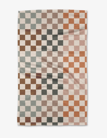 Geometry Tea Towel - autumn checkers