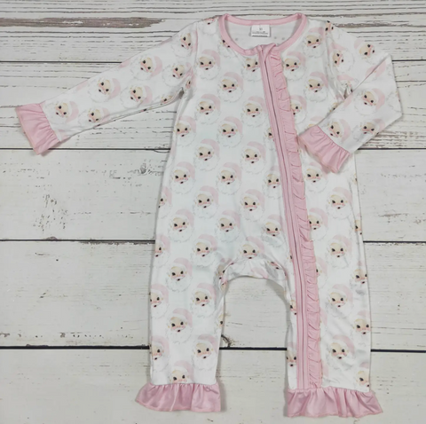 Pink Ruffle Vintage Santa Zip Sleeper