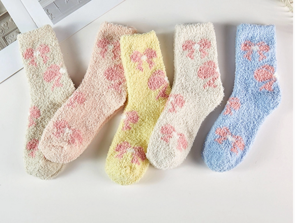 Cozy Fuzzy Socks - Bows