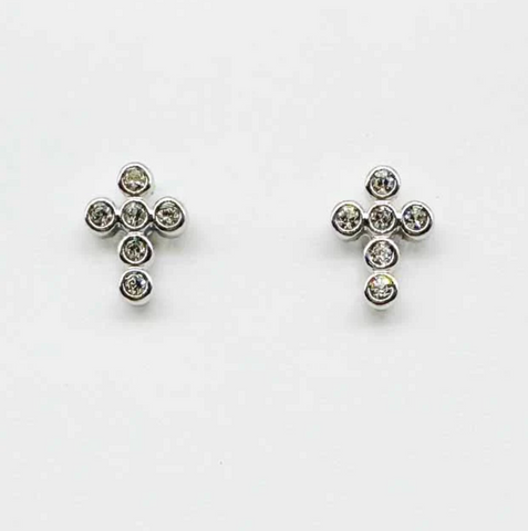 silver rhinestone cross earrings