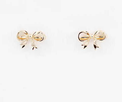 gold bow stud earring