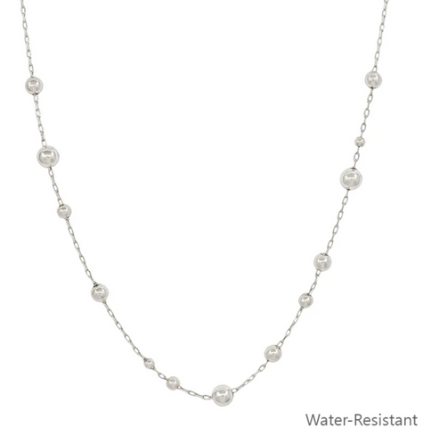 graduated silver beaded necklace