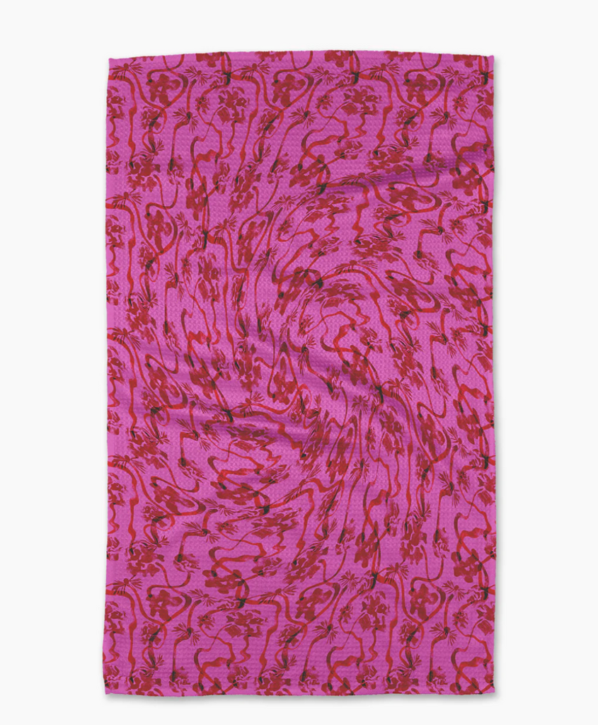 Geometry Tea Towel - floral swirls pink