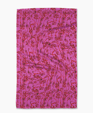 Geometry Tea Towel - floral swirls pink