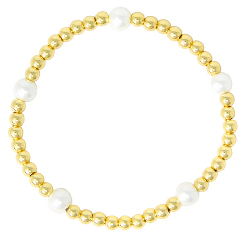 waterproof gold and pearl stretch bracelet