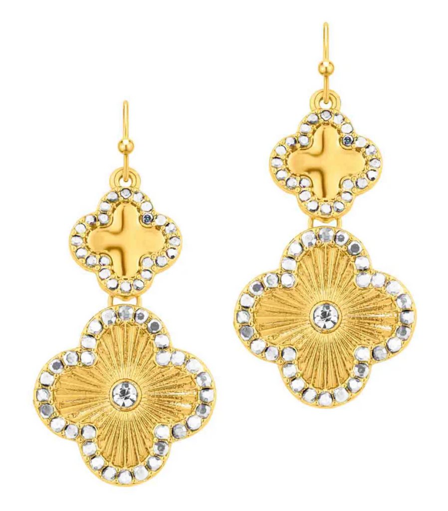 double clover drop earring