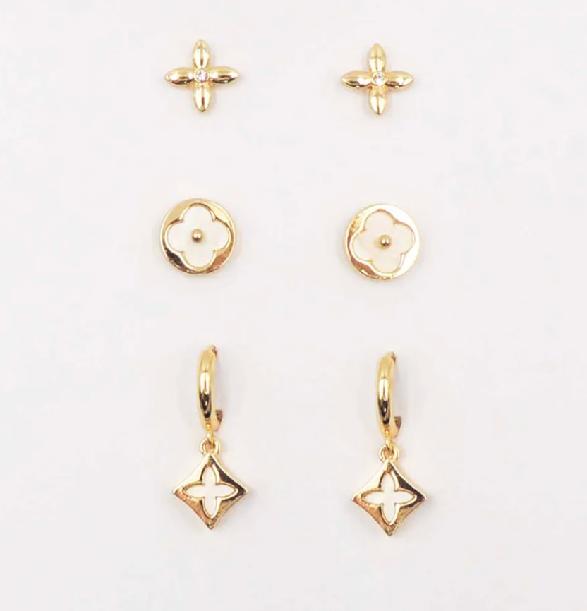 set of clover huggie hoops